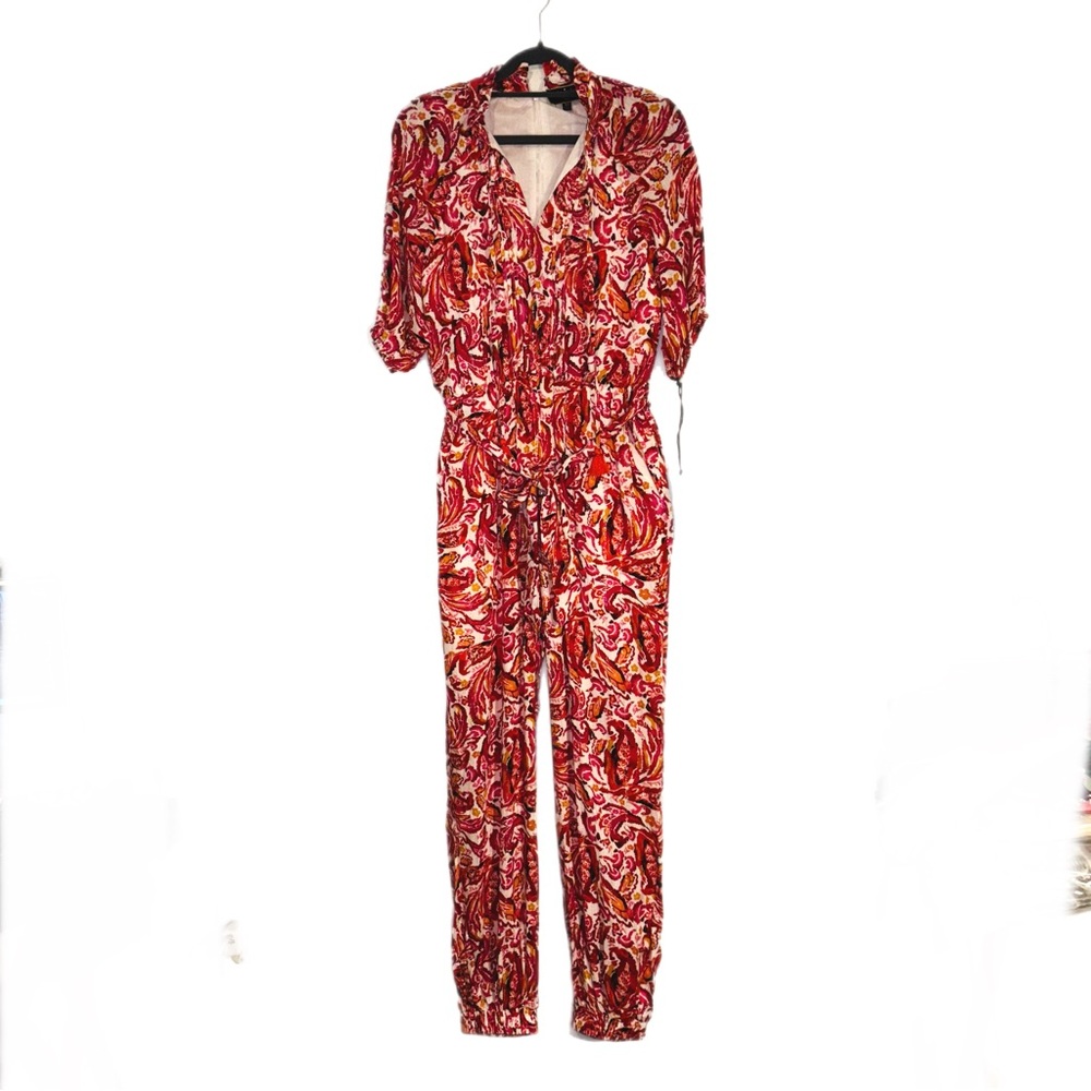 Kathy Ireland glitter Pink Paisley Jumpsuit
